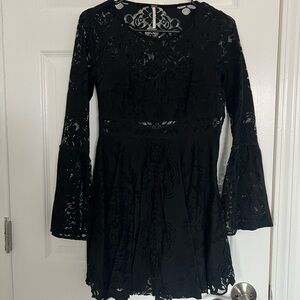 Free People Elegant Black Lace Dress